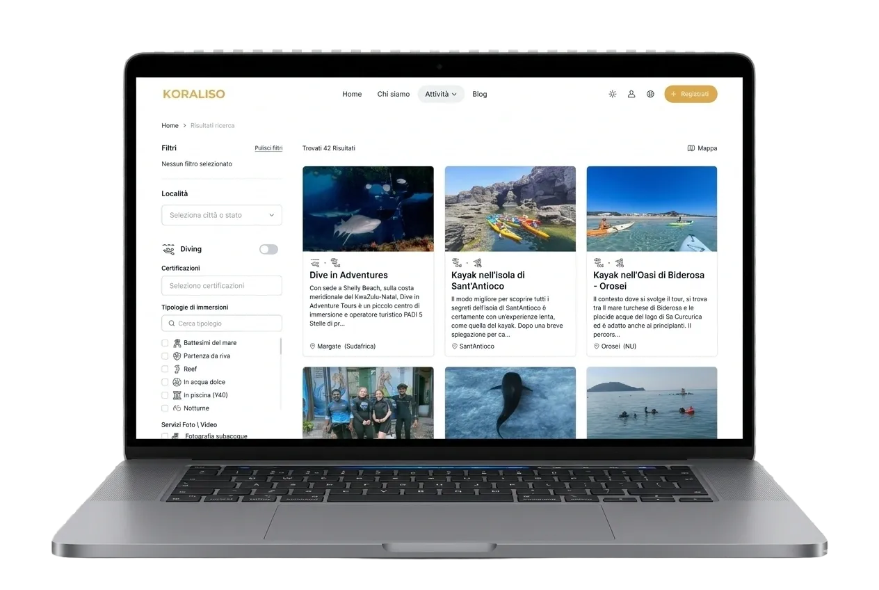 Mockup koraliso sito web